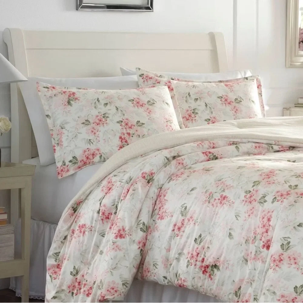 Laura Ashley Full/Queen Wisteria Comforter Set Blush ~ Charming NWT